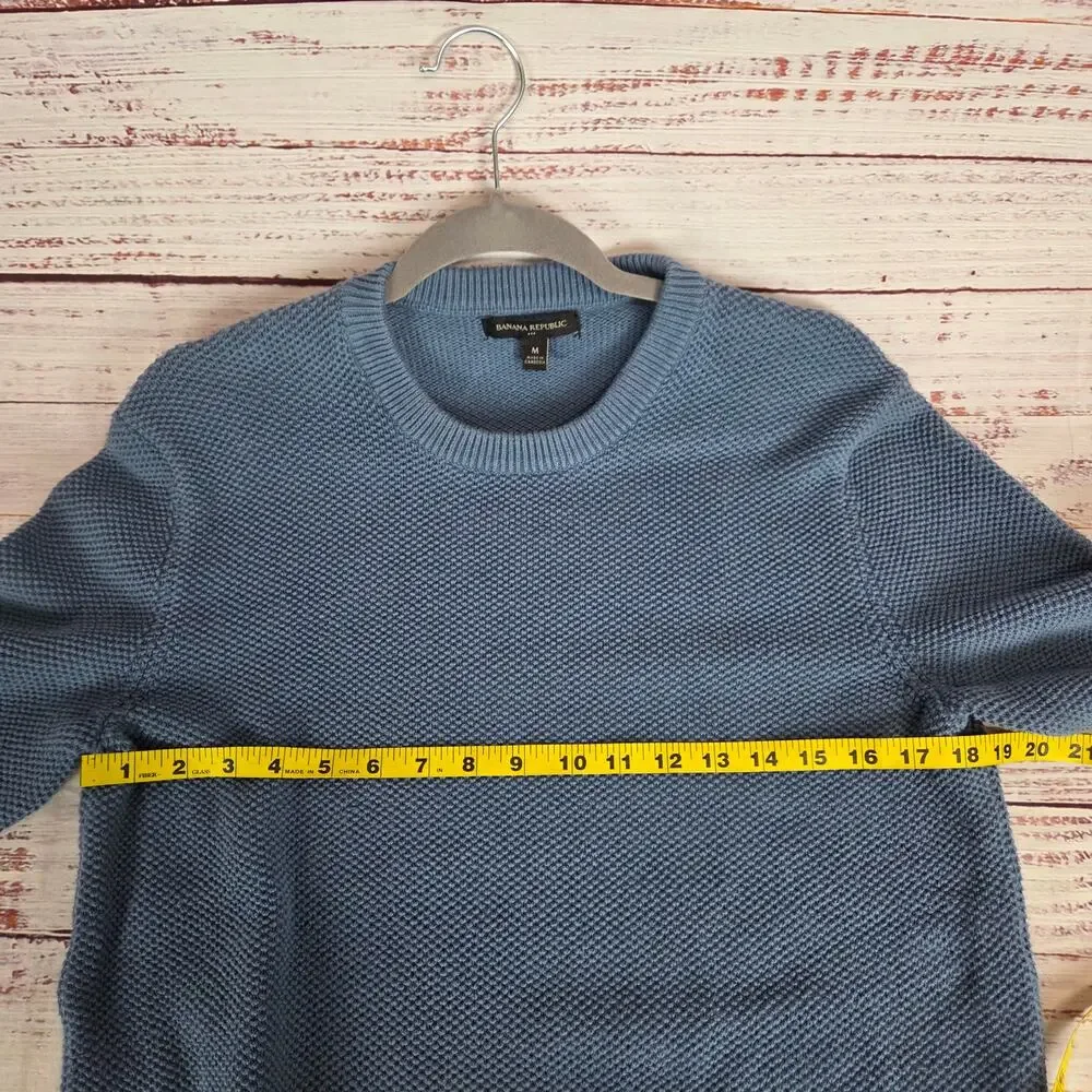 Banana Republic Mens Blue Chunky Knit Sweater M Crewneck Thermal Top Cas Office